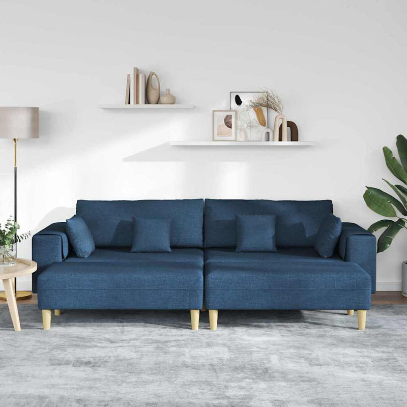 Szövet kanapé párnával 3 pcs Kék 208 cm szövet