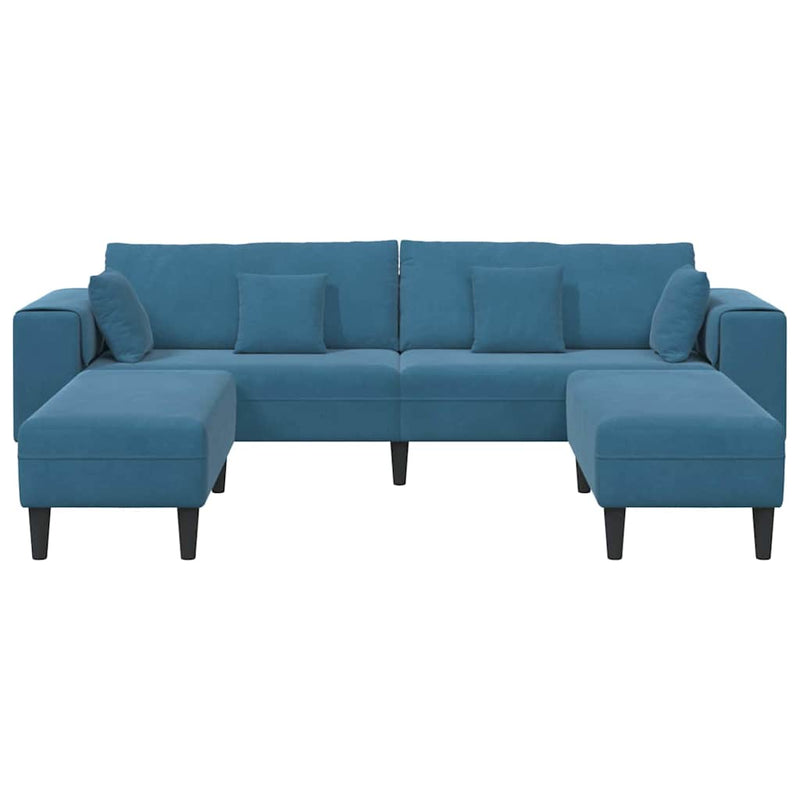 vidaXL Bársony Kanapé párnával 3 pcs Kék 208 cm Bársony