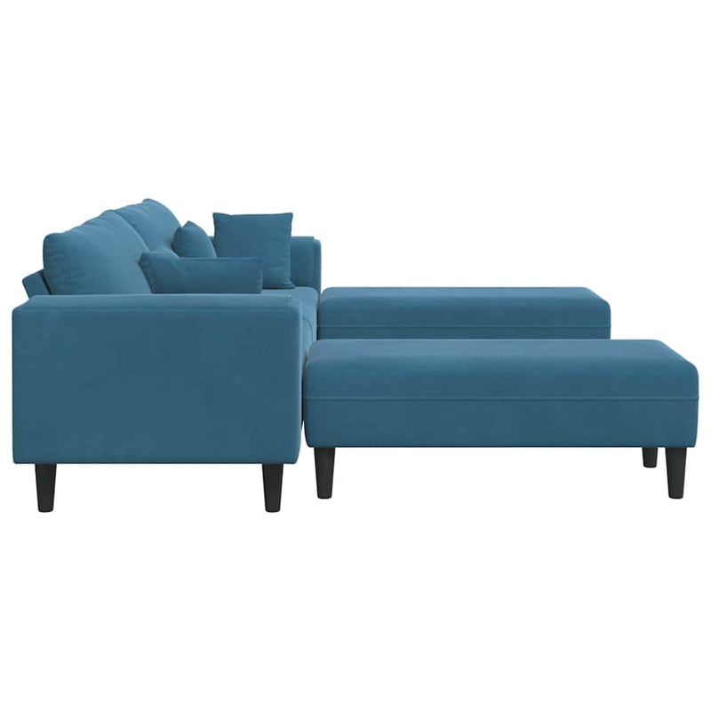 vidaXL Bársony Kanapé párnával 3 pcs Kék 208 cm Bársony