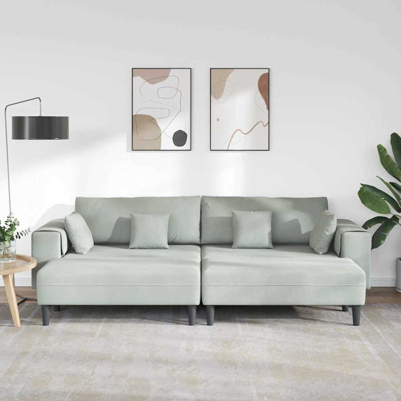 vidaXL Bársony Kanapé párnával 3 pcs Világosszürke 208 cm Bársony