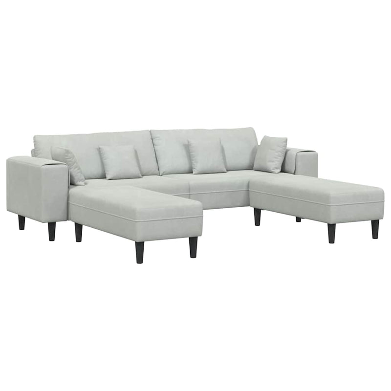 vidaXL Bársony Kanapé párnával 3 pcs Világosszürke 208 cm Bársony