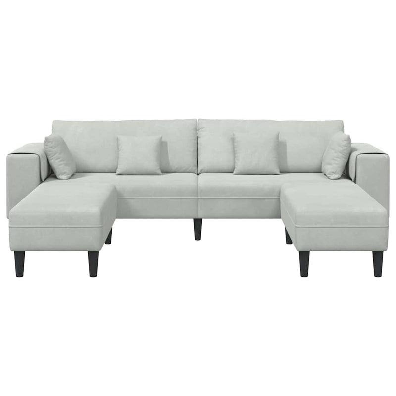 vidaXL Bársony Kanapé párnával 3 pcs Világosszürke 208 cm Bársony