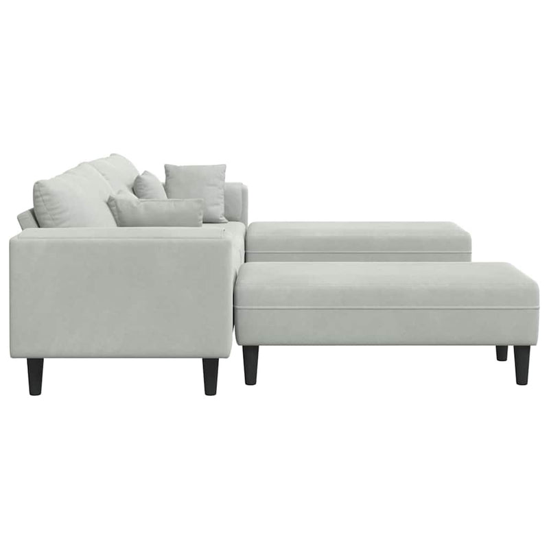 vidaXL Bársony Kanapé párnával 3 pcs Világosszürke 208 cm Bársony