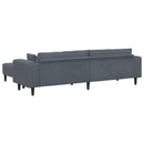 vidaXL Kanapé 3 pcs Sötétszürke 250 x 188 x 76 cm Bársony