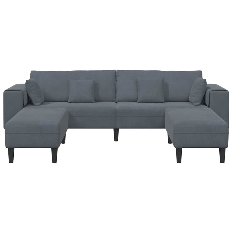 vidaXL Bársony Kanapé párnával 3 pcs Sötétszürke 208 cm Bársony