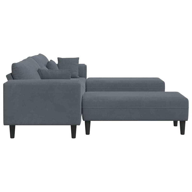 vidaXL Bársony Kanapé párnával 3 pcs Sötétszürke 208 cm Bársony