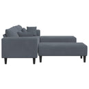 vidaXL Kanapé 3 pcs Sötétszürke 250 x 188 x 76 cm Bársony