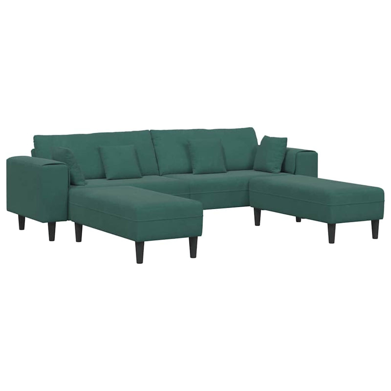 vidaXL Bársony Kanapé párnával 3 pcs Sötétzöld 208 cm Bársony
