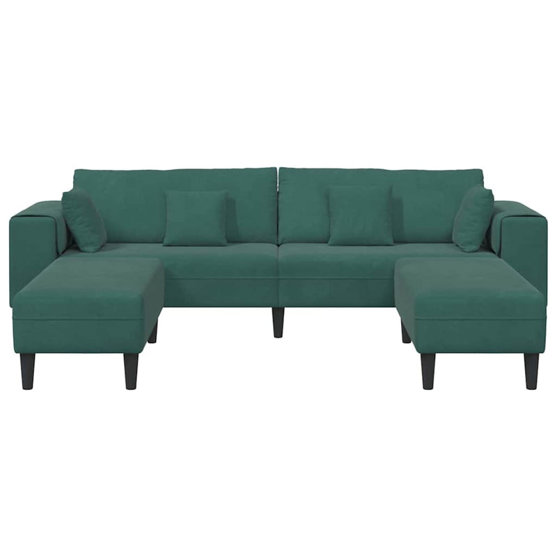 vidaXL Bársony Kanapé párnával 3 pcs Sötétzöld 208 cm Bársony