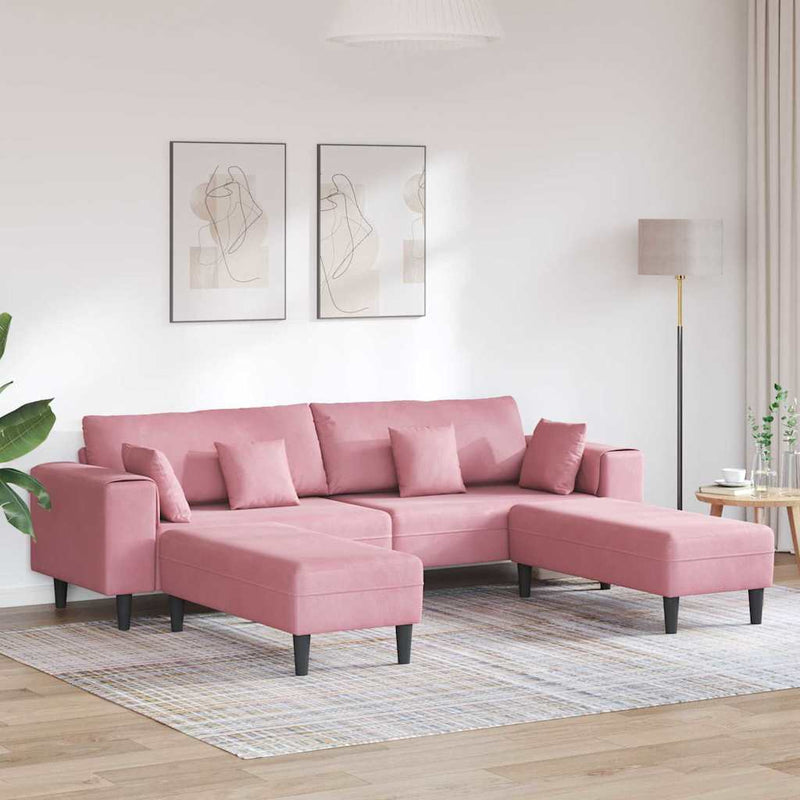 vidaXL Bársony Kanapé párnával 3 pcs Rózsaszín 208 cm Bársony