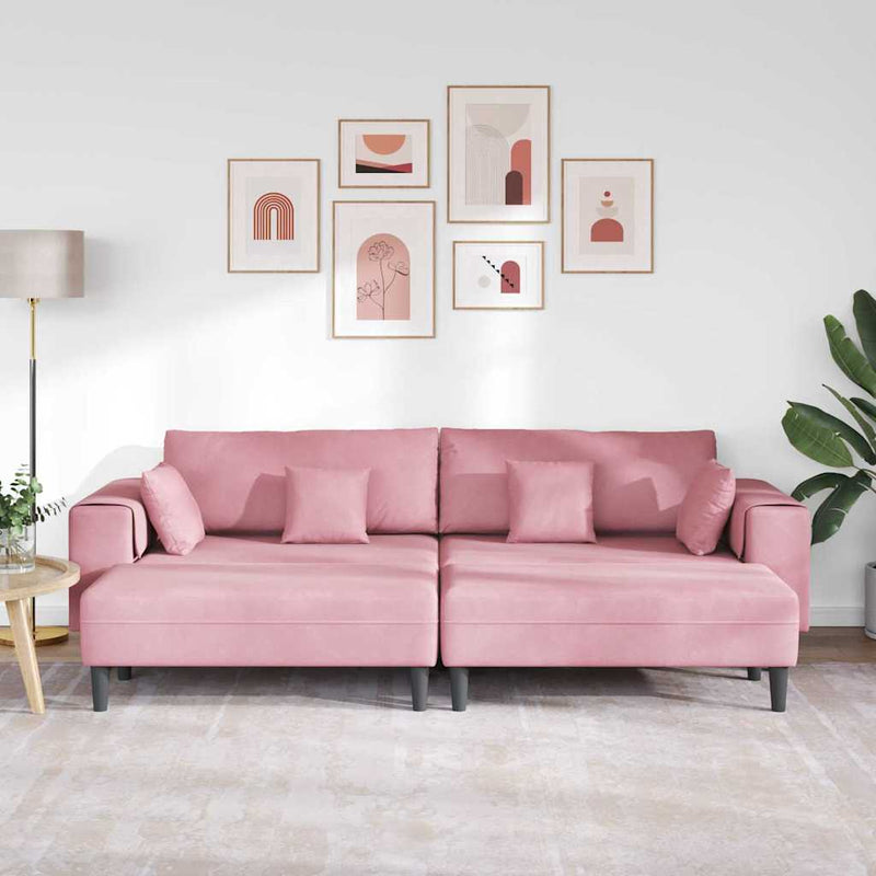 vidaXL Bársony Kanapé párnával 3 pcs Rózsaszín 208 cm Bársony
