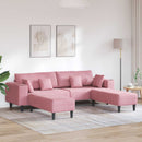vidaXL Kanapé 3 pcs Rózsaszín 250 x 188 x 76 cm Bársony