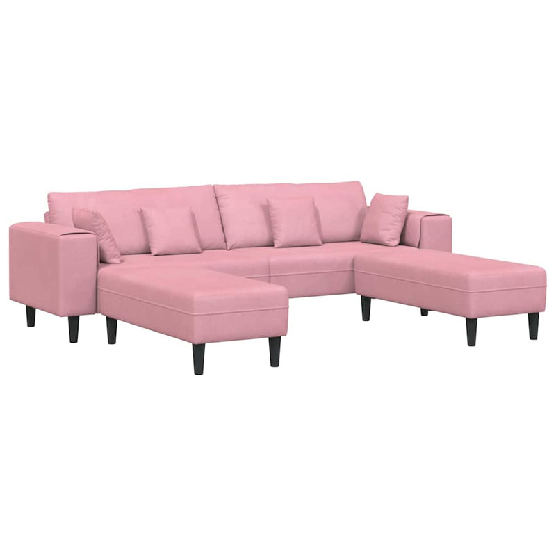 vidaXL Bársony Kanapé párnával 3 pcs Rózsaszín 208 cm Bársony