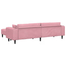 vidaXL Kanapé 3 pcs Rózsaszín 250 x 188 x 76 cm Bársony