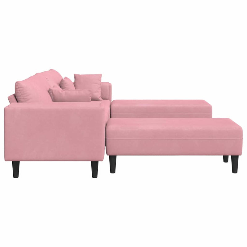 vidaXL Bársony Kanapé párnával 3 pcs Rózsaszín 208 cm Bársony