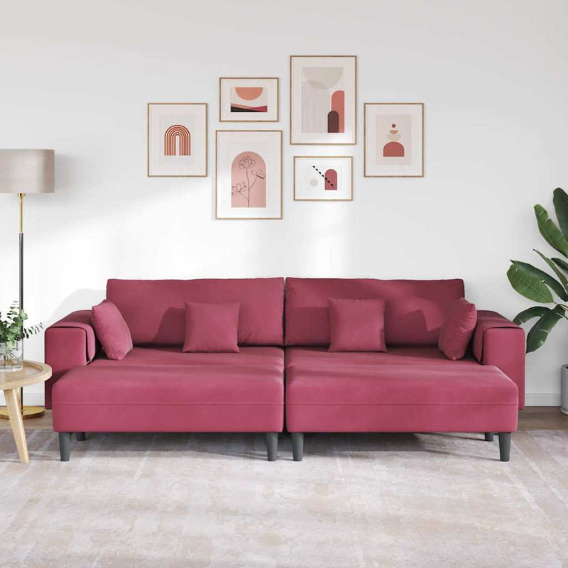 vidaXL Bársony Kanapé párnával 3 pcs Bordó 208 cm Bársony