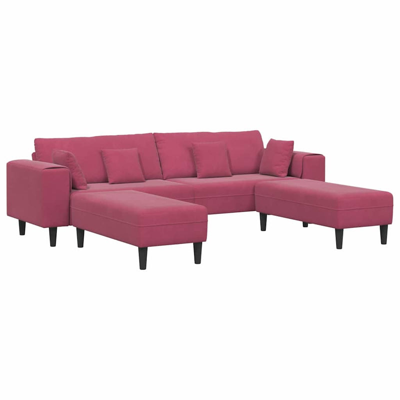vidaXL Bársony Kanapé párnával 3 pcs Bordó 208 cm Bársony