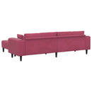 vidaXL Kanapé 3 pcs Bordó 250 x 188 x 76 cm Bársony