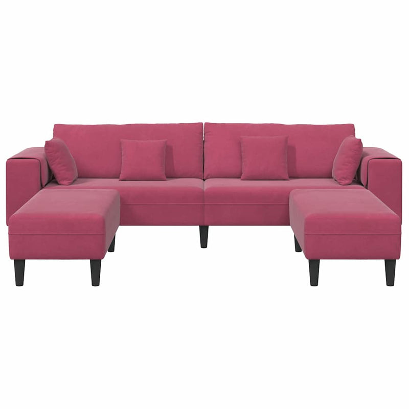 vidaXL Bársony Kanapé párnával 3 pcs Bordó 208 cm Bársony
