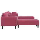 vidaXL Kanapé 3 pcs Bordó 250 x 188 x 76 cm Bársony