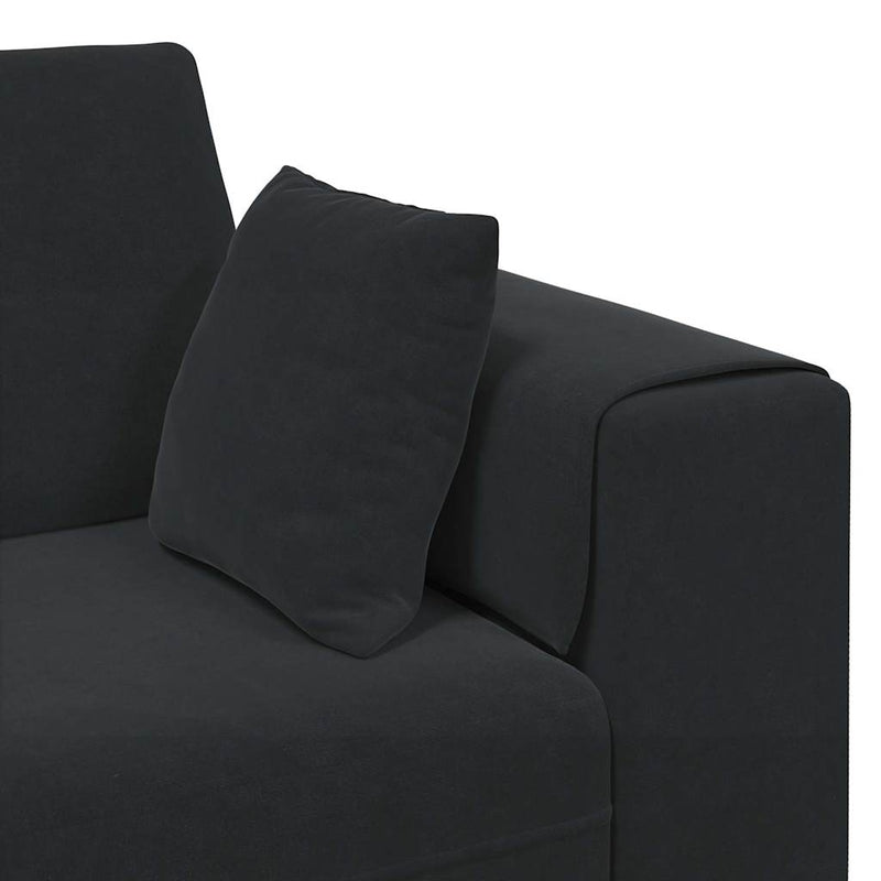 vidaXL Bársony Kanapé párnával 3 pcs Fekete 208 cm Bársony
