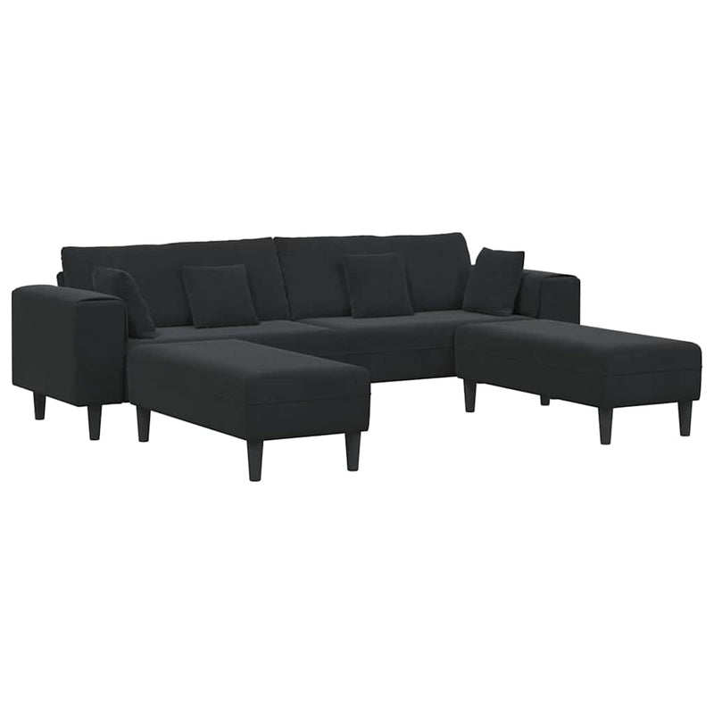 vidaXL Bársony Kanapé párnával 3 pcs Fekete 208 cm Bársony
