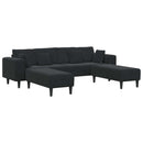 vidaXL Kanapé 3 pcs Fekete 250 x 188 x 76 cm Bársony