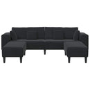 vidaXL Kanapé 3 pcs Fekete 250 x 188 x 76 cm Bársony
