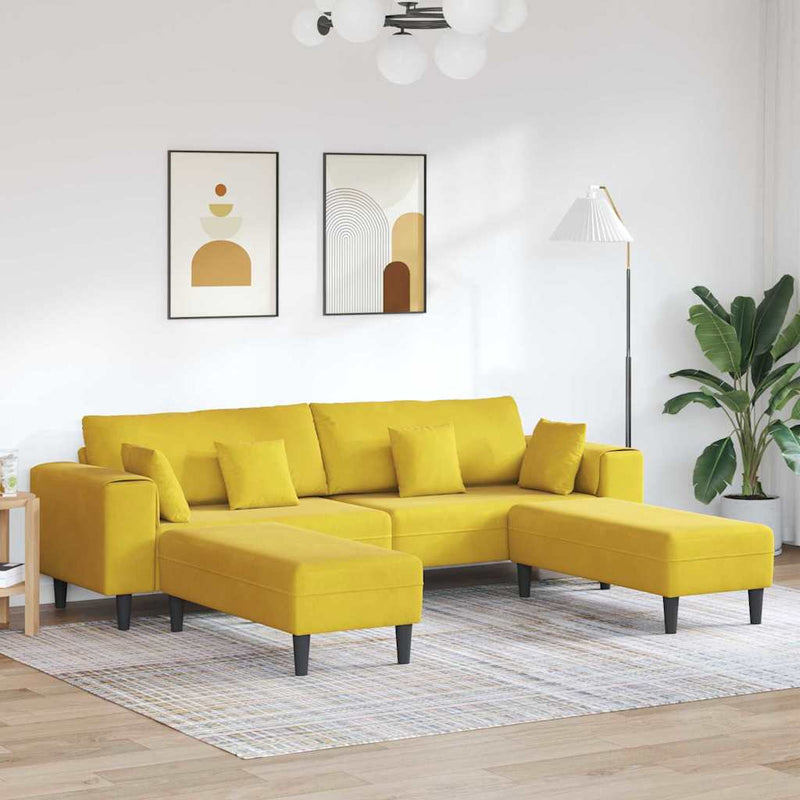 vidaXL Bársony Kanapé párnával 3 pcs Sárga 208 cm Bársony