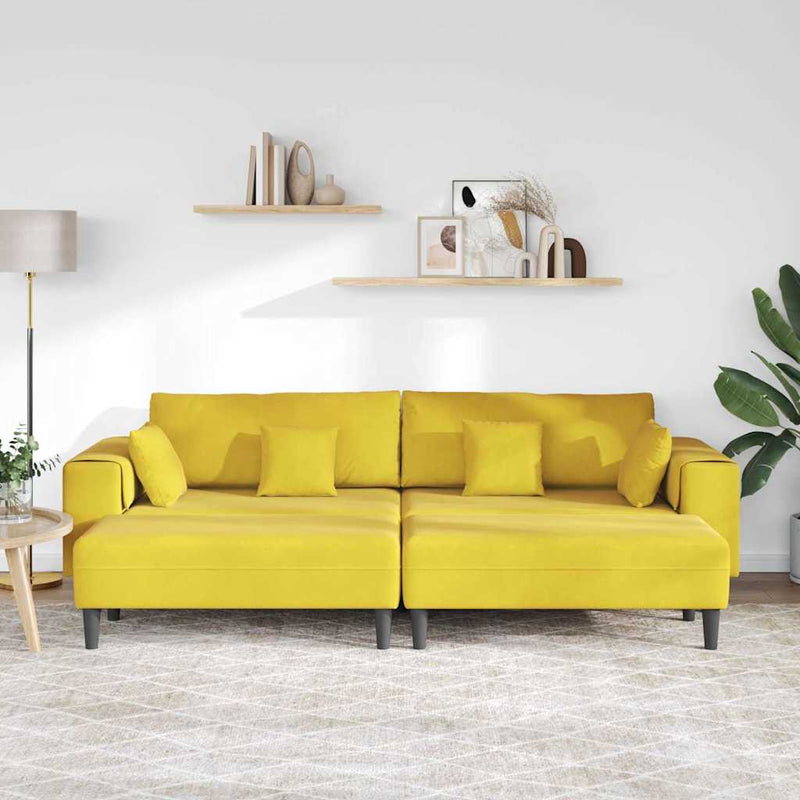 vidaXL Bársony Kanapé párnával 3 pcs Sárga 208 cm Bársony