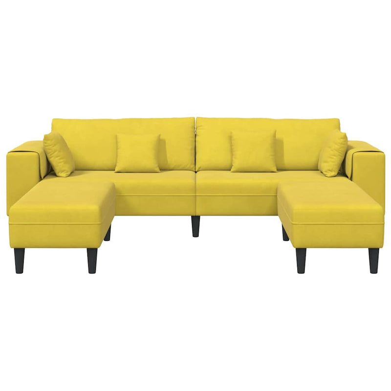 vidaXL Bársony Kanapé párnával 3 pcs Sárga 208 cm Bársony