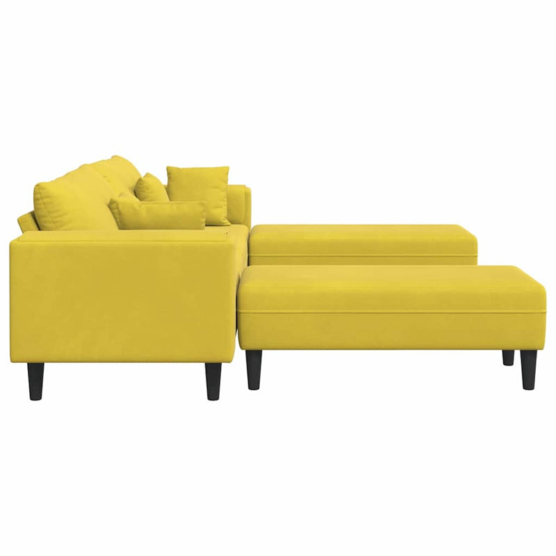 vidaXL Bársony Kanapé párnával 3 pcs Sárga 208 cm Bársony