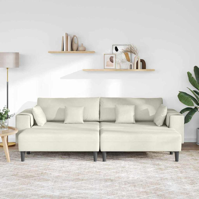 vidaXL Bársony Kanapé párnával 3 pcs Krém 208 cm Bársony