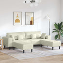 vidaXL Kanapé 3 pcs Krém 250 x 188 x 76 cm Bársony