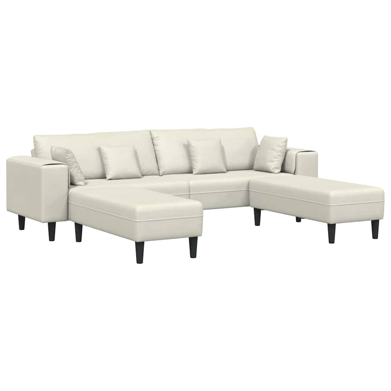 vidaXL Bársony Kanapé párnával 3 pcs Krém 208 cm Bársony