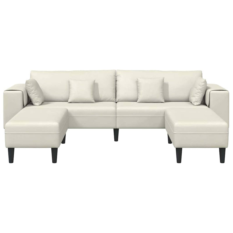 vidaXL Bársony Kanapé párnával 3 pcs Krém 208 cm Bársony