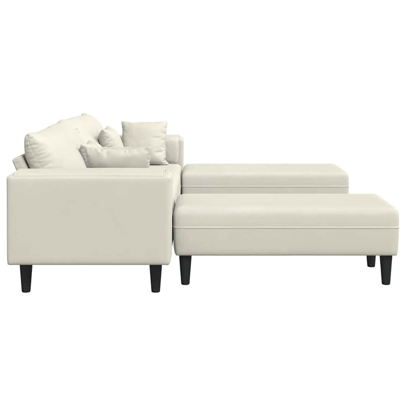vidaXL Bársony Kanapé párnával 3 pcs Krém 208 cm Bársony