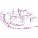 vidaXL Kanapé 3 pcs Krém 250 x 188 x 76 cm Bársony