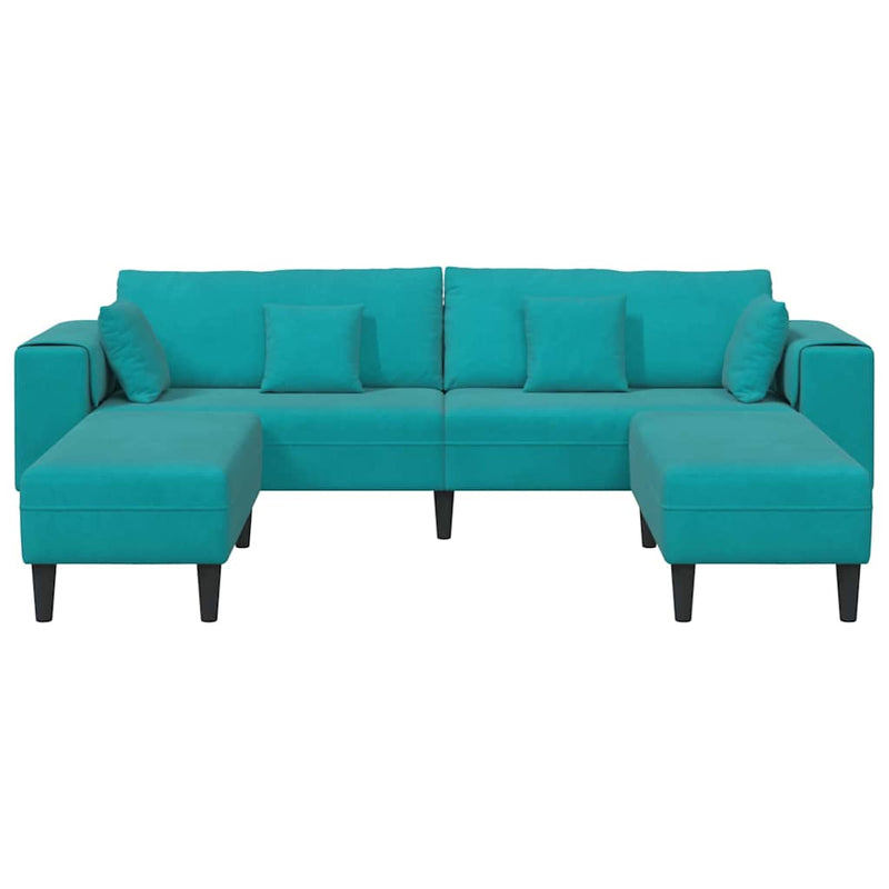 vidaXL Bársony Kanapé párnával 3 pcs Türkiz 208 cm Bársony