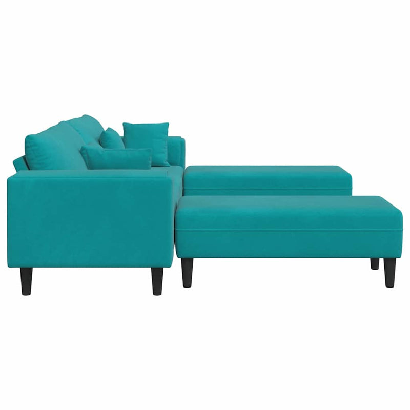 vidaXL Bársony Kanapé párnával 3 pcs Türkiz 208 cm Bársony
