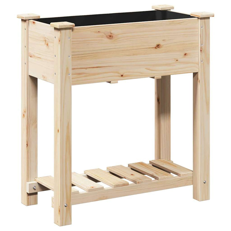 vidaXL Kerti cserép polcokkal Bézs 71 x 37 x 76.5 cm Tömör fenyőfa
