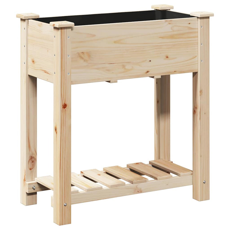 vidaXL Kerti cserép polcokkal Bézs 71 x 37 x 76.5 cm Tömör fenyőfa