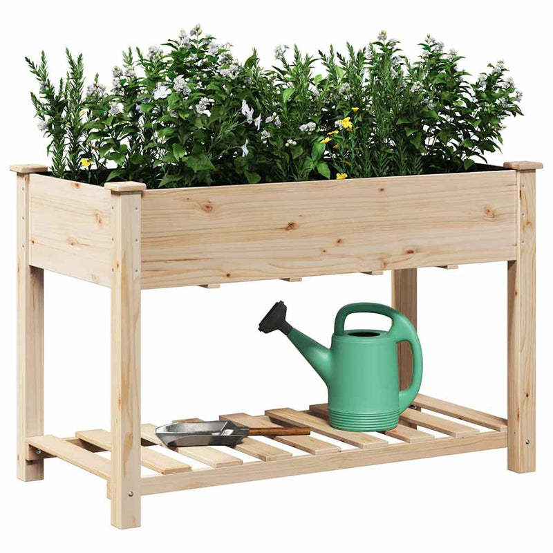 vidaXL Kerti cserép polcokkal Bézs 115 x 59 x 76.5 cm Tömör fenyőfa