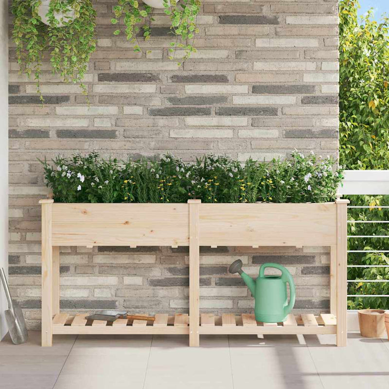 vidaXL Kerti cserép polcokkal Bézs 161 x 43 x 76.5 cm Tömör fenyőfa