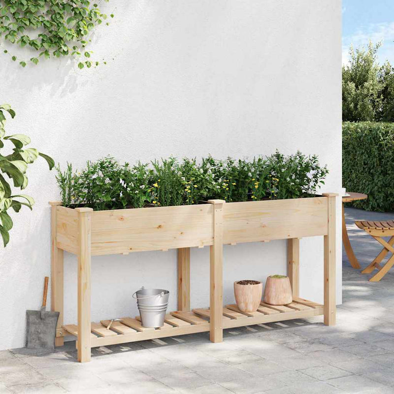 vidaXL Kerti cserép polcokkal Bézs 161 x 43 x 76.5 cm Tömör fenyőfa