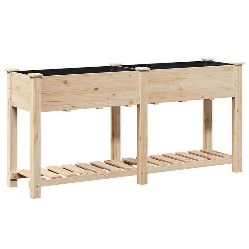 vidaXL Kerti cserép polcokkal Bézs 161 x 43 x 76.5 cm Tömör fenyőfa