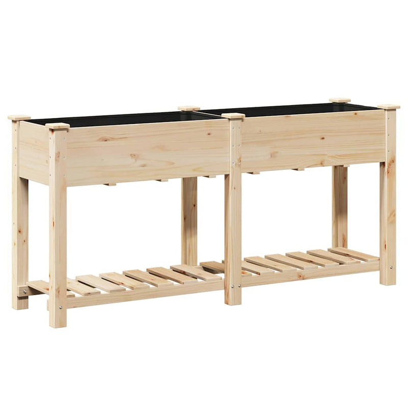 vidaXL Kerti cserép polcokkal Bézs 161 x 43 x 76.5 cm Tömör fenyőfa
