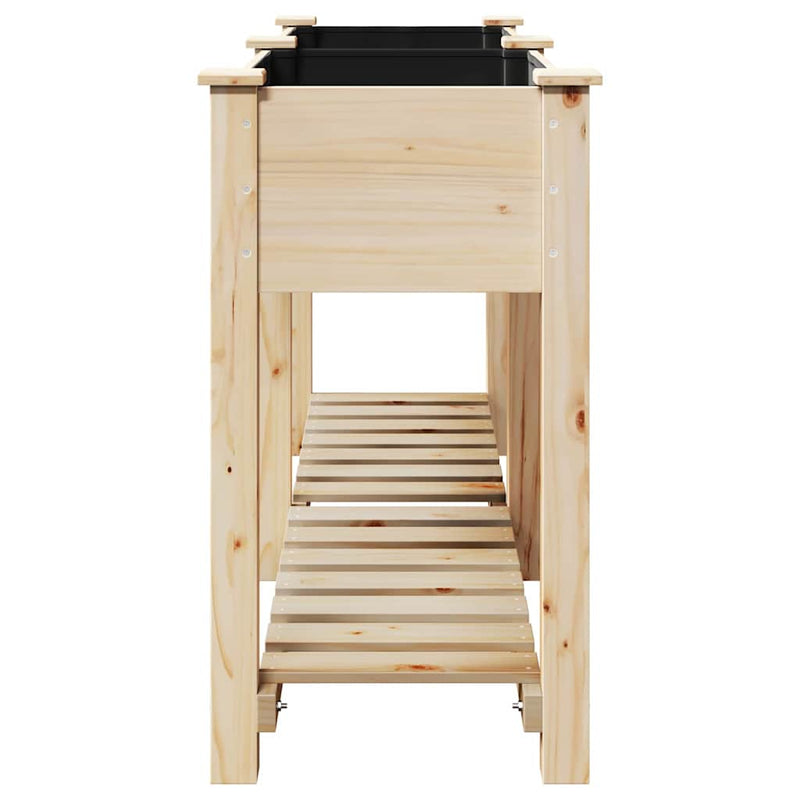 vidaXL Kerti cserép polcokkal Bézs 161 x 43 x 76.5 cm Tömör fenyőfa