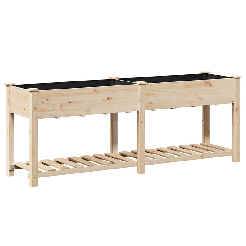 vidaXL Kerti cserép polcokkal Bézs 203 x 53 x 76.5 cm Tömör fenyőfa