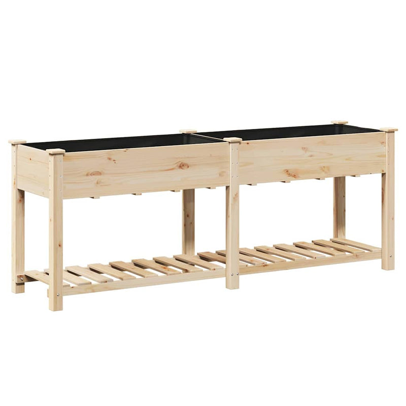 vidaXL Kerti cserép polcokkal Bézs 203 x 53 x 76.5 cm Tömör fenyőfa